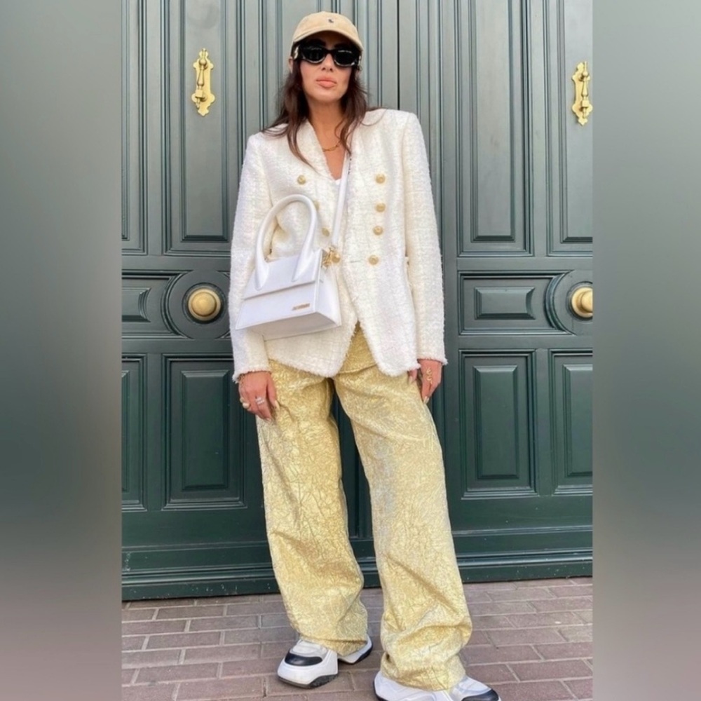 Zara SHINY PANTS ZW COLLECTION NWT Sz, Med